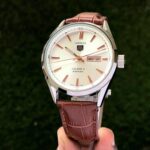 Tag Heuer Grand Carrera Calibre 5 Day Date White Copper Dial & Brown Leather Strap Swiss Japanese Automatic Machinery Mens Watch - Image 2