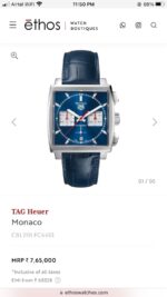Tag Heuer Monaco Limited Edition Blue Japanese Mens Watch - Image 3